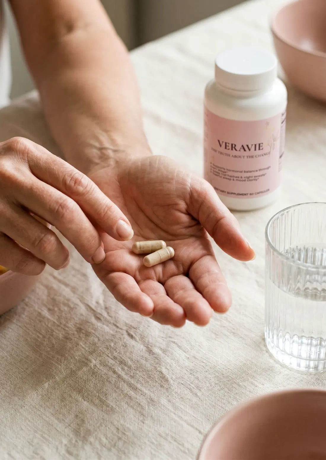 Two capsules in the palm